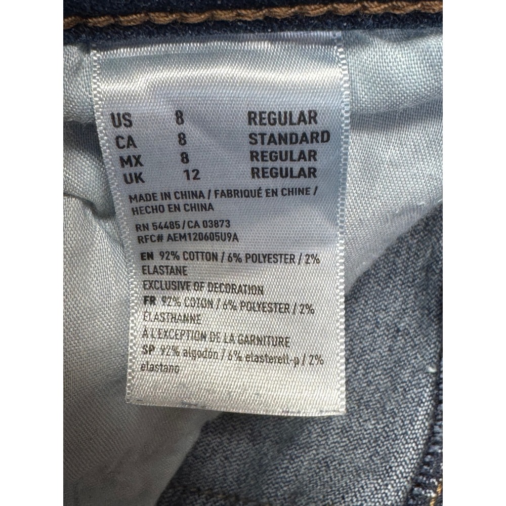 American Eagle Kick Boot Super Stretch Blue Denim Jeans Size 8 Regular - Picture 4 of 9
